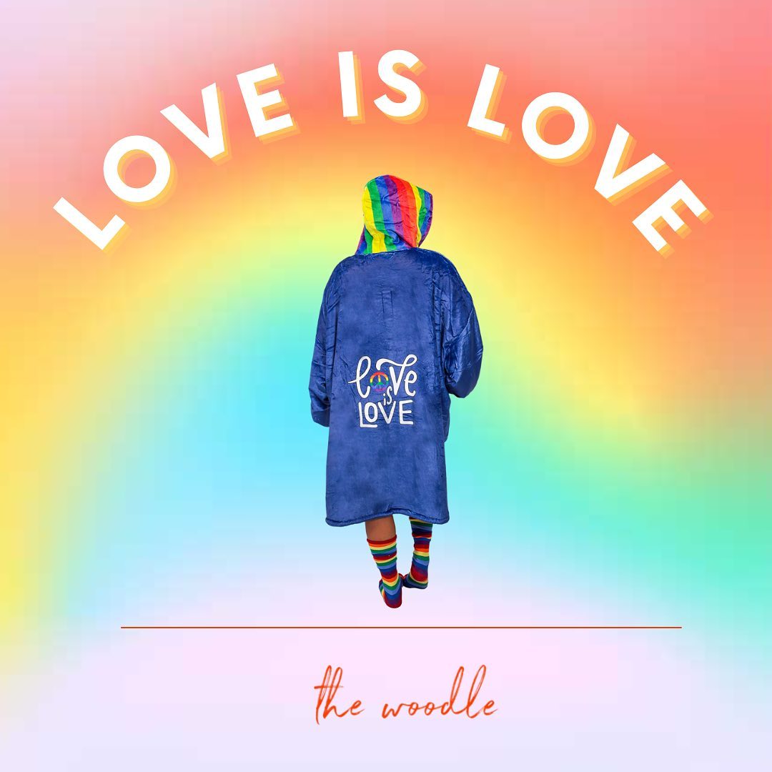 Premium Wearable Hooded Blanket - Love is Love Woodle | Pride