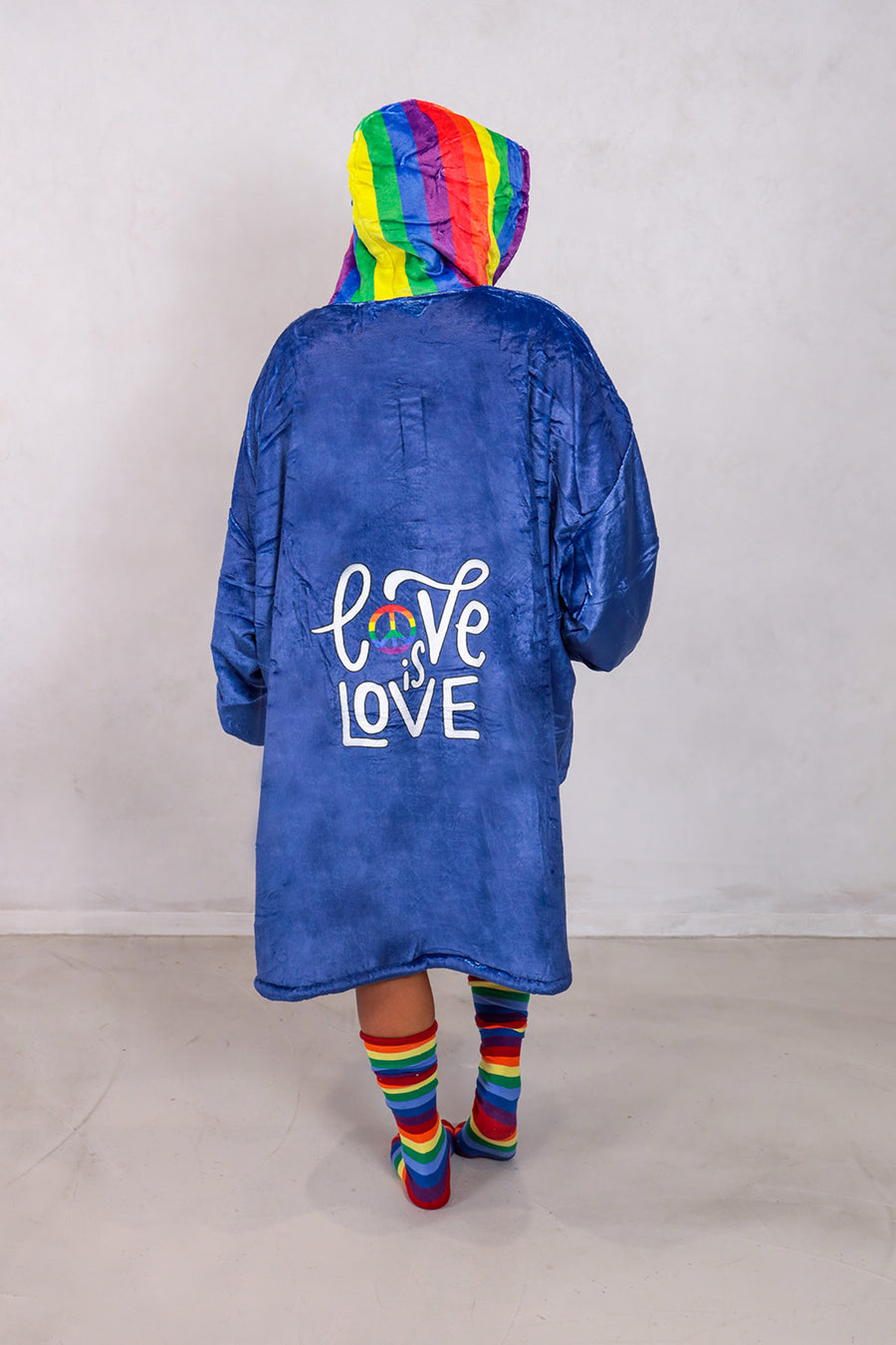 back view Love is Love Wearable Hooded Blanket