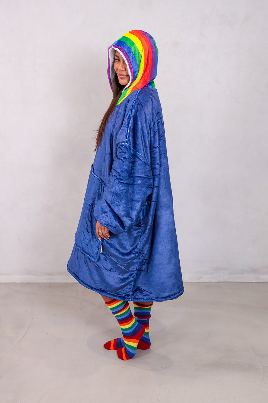 side view Love is Love Wearable Hooded Blanket
